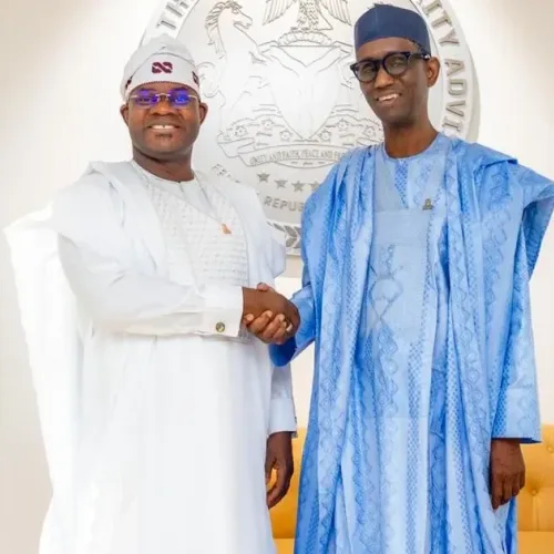 Yahaya Bello meets Ribadu, hails Tinubu over security gains