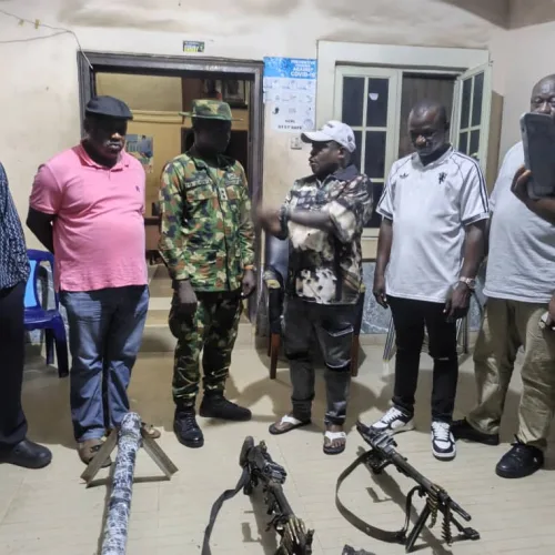 Agunechemba Hands Over 2 GPMGs, Rocket Launchers To Nigerian Army