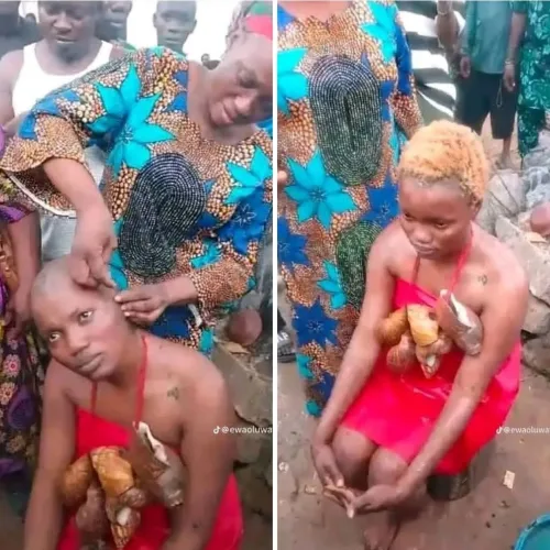 TikToker Undergoes Traditional Cleansing After Filming Oloolu Masquerade Procession in Ibadan
