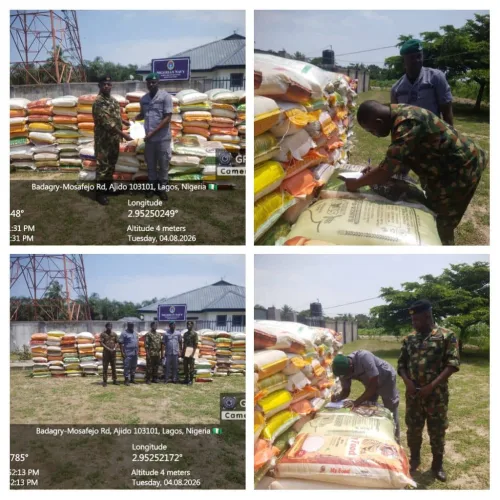 Navy hands over 385 bags of foreign rice to customs in Badagry