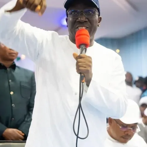 Okpebholo mocks Adeleke’s dancing, urges Osun voters to take rivals’ cash, vote APC