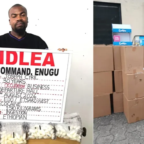 NDLEA arrests Italy-based businessman for ingesting 98 wraps of cocaine
