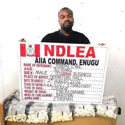 Italy-based businessman excretes 98 wraps of cocaine at Enugu airport