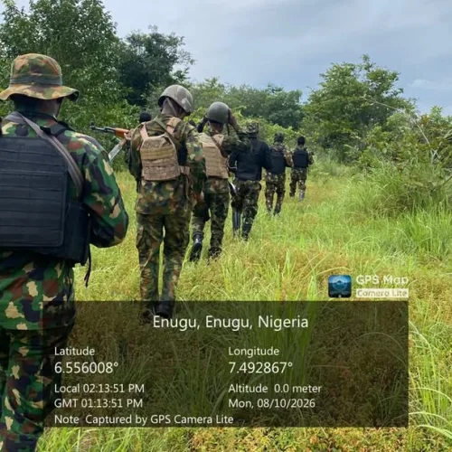 PHOTOS: Troops recover AK-47 rifles hidden in Enugu forest by kidnappers