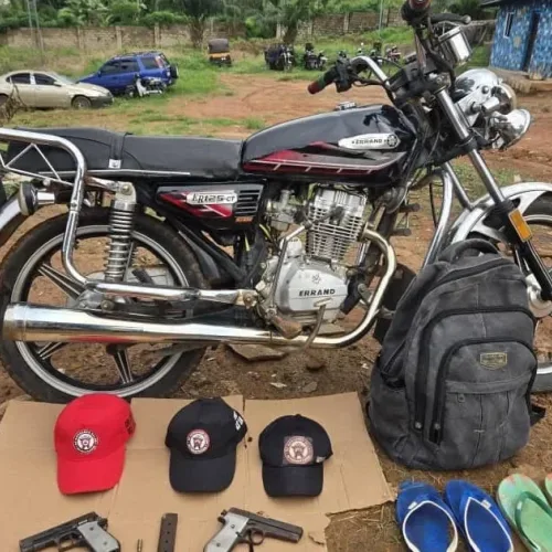 Police recover pistols, cult caps from abandoned motorcycle in Anambra