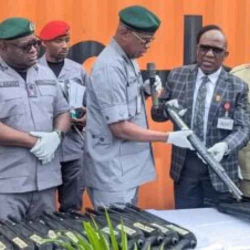 Customs hands over 399 seized rifles to small arms control centre