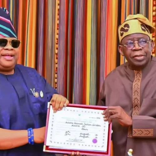 Adeleke meets with Tinubu, presents certificate of return to president