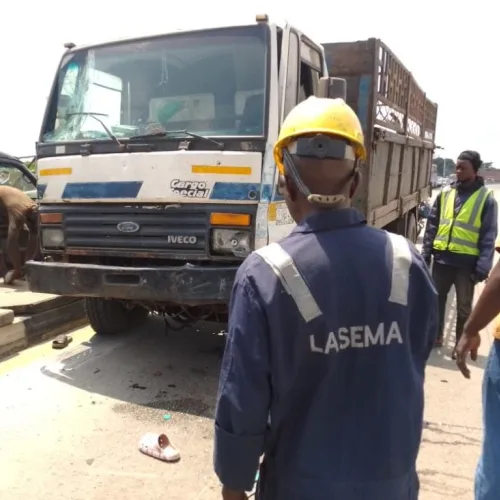 Dispatch Rider Dies As Two Trucks Collide In Lagos