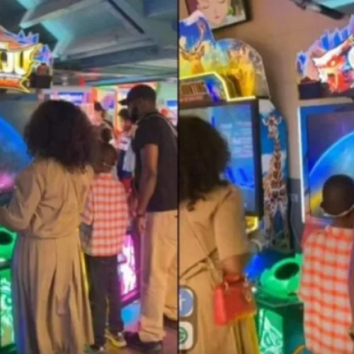 Funke Akindele, JJC Skillz reunite in Paris with twin sons