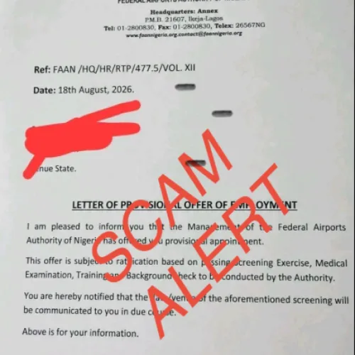 FAAN alerts public to fake recruitment letters