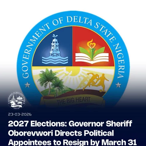 Oborevwori Directs Political Appointees Seeking 2027 Offices to Resign by March 31
